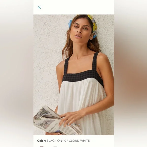 NWT 💙 anthro White Maxi Dress with Black Trim - Picture 3 of 9